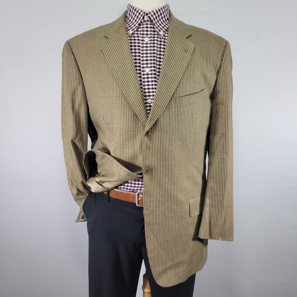Joseph Abboud Men's Sport Coat‎ Blazer Three Button Beige Silk Wool Blend 43L